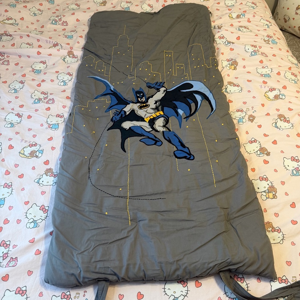 Pottery Barn Kids Gray DC Comics Batman 55 X 25 Sleeping Bag Nap Mat Roll Up